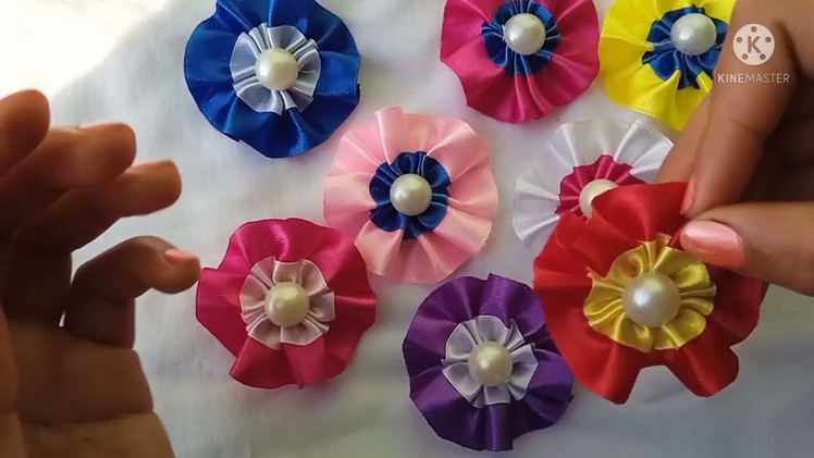 Beautiful Ribbon flower | Very easy and beautiful Ribbon flower by Krishna Craft creation