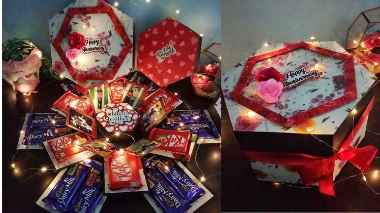 DIY Chocolate Explosion Box | Hexagon Explosion Box | DIY Chocolate Box for Birthday, Anniversary