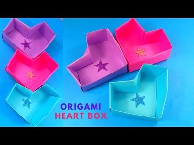 DIY How to Make Origami Heart Box - Easy Tutorials Step by Step Instructions for Kids
