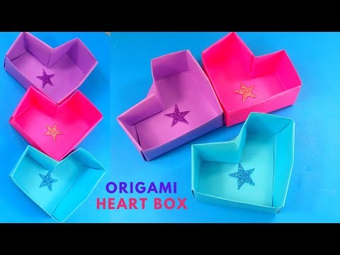DIY How to Make Origami Heart Box - Easy Tutorials Step by Step Instructions for Kids