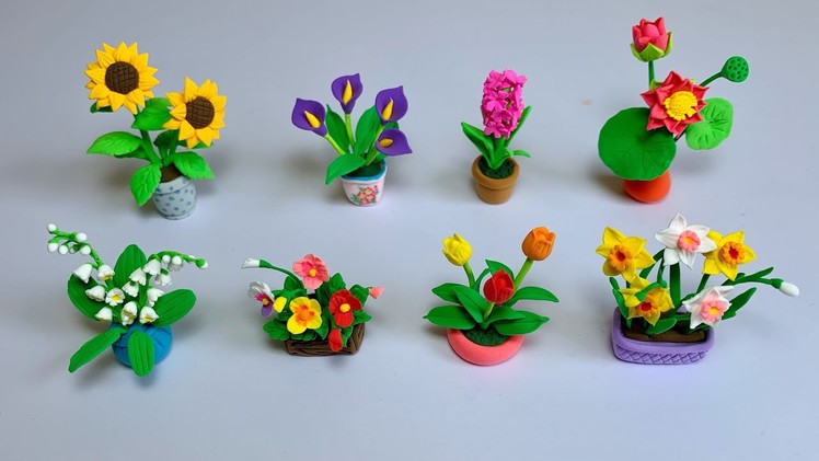 DIY Miniature Flowers|DIY How To Make Polymer Clay Miniature Flowers| Clay Mini Flower