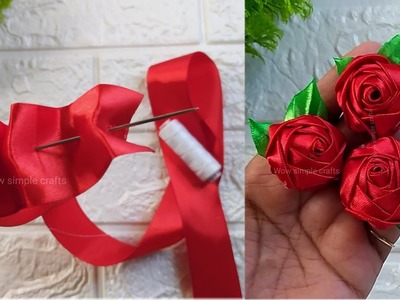 Diy rose flower.DIY Ribbon flowers|Flower making|How to make Ribbon Rose|Ribbon craft