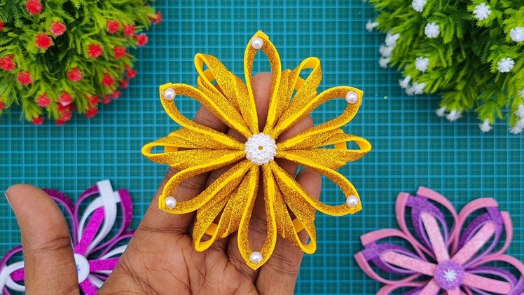 Foam Sheet Decoration Ideas - Learn How To Make Glitter Foam Paper Flowers Easy - DIY & Craft Flower