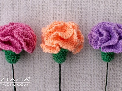 HOW to CROCHET a CARNATION FLOWER - Fast and Easy Flowers for a Wedding and Prom Bouquet by Naztazia