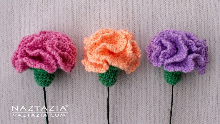 HOW to CROCHET a CARNATION FLOWER - Fast and Easy Flowers for a Wedding and Prom Bouquet by Naztazia