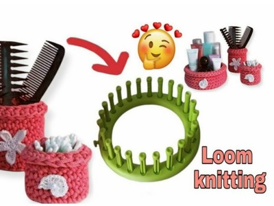 Loom makeup basket tutorial @LoomaHat.com   #knitting
