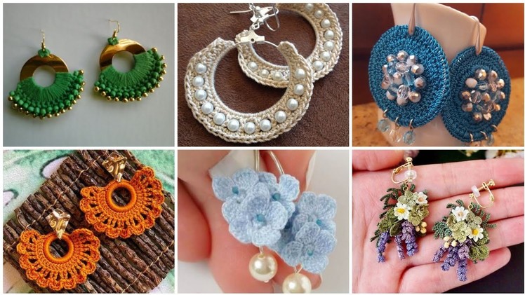 Loveliest #crochet #earrings crochet hoop earrings with beads decorations