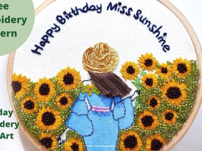 Perfect Birthday Girl Embroidery Hoop Art with Beads. Super Creative Hoop Art Embroidery Tutorial