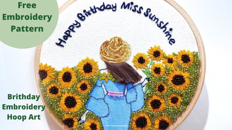 Perfect Birthday Girl Embroidery Hoop Art with Beads. Super Creative Hoop Art Embroidery Tutorial