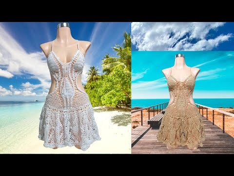 SALIDA DE PLAYA A CROCHET O GANCHILLO PARA TRAJE DE BAÑO  (Vestido de playa) Video 2