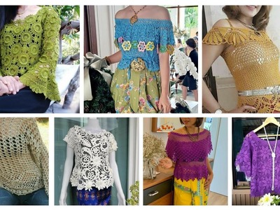 Top Trendy*Fashion* Gorgeous Fancy Crochet Blouse Embroidered Knitting Leaves Pattern Top for Women❤