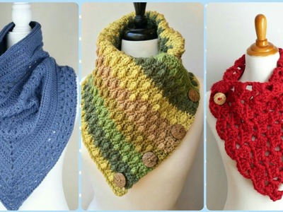 Trendy crochet knitted charm lace caplet cowl scarf design for ladies.winter collection