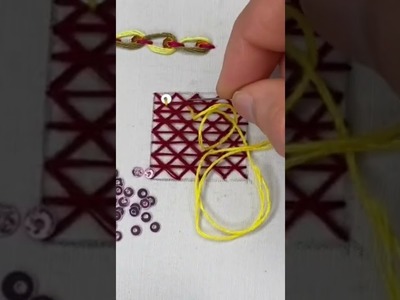 Triangle Filling stitch with sequins || Triangle Filling Stitch Tutorial || kaarigari || #shorts