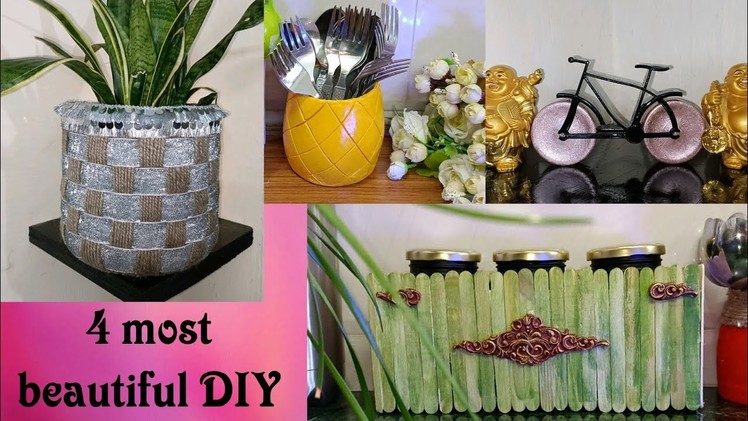 4 most beautiful DIY.home decor ideas in a budget.waste material art and craft.easy art and craft