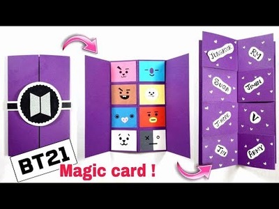 BTS Secret Massage Card | BT21 Card | Easy BTS DIY Ideas | BTS Crafts with Paper