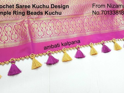Crochet Saree Kuchu Design with Ring Beads. !. DIY Saree Kuchu at Home. ambati kalpana