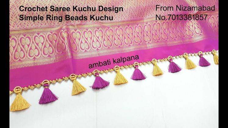Crochet Saree Kuchu Design with Ring Beads. !. DIY Saree Kuchu at Home. ambati kalpana
