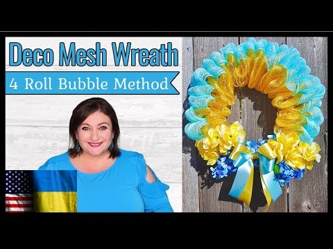 DECO MESH 4 Roll BUBBLE Method Dollar Tree WREATH | NO FRAY Spring Flower Wreath DIY Craft