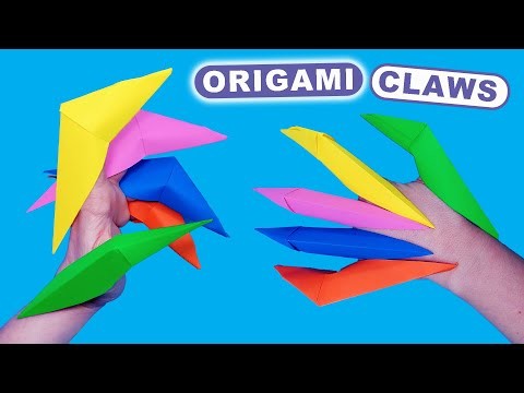 Easy Origami CLAWS - no glue. How to make a paper toy claws.
