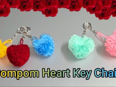 Easy Pom Pom Heart Making | Valentine Day Craft | Yarn Heart Keychain | Amazing Valentine Day Gift