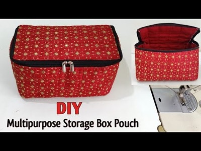 EASY WAY !!! DIY Zipper Box Bag | Multipurpose storage Box Pouch from clothes | Pouch bag | DIY Bag