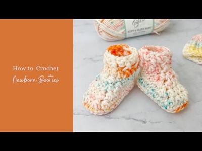 How to Crochet Newborn Baby Booties, Newborn Baby Booties Crochet Pattern Tutorial