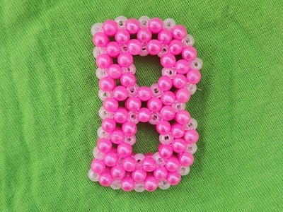 How to make Alphabet Letter 'B' Keychain with Beads | Pearl Beaded Letter Keychain | DIY Beads Craft