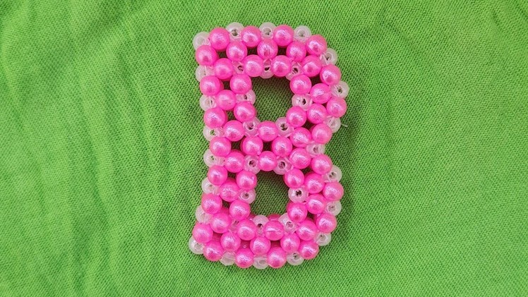 How to make Alphabet Letter 'B' Keychain with Beads | Pearl Beaded Letter Keychain | DIY Beads Craft