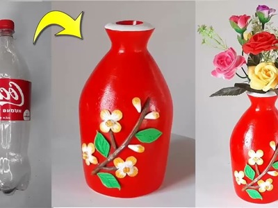How to make flower vase from plastic bottles || Flower vase making