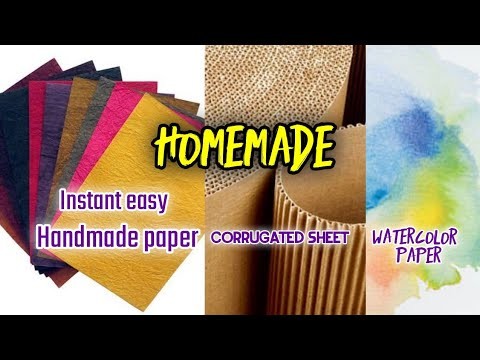 How to make instant handmade paper, water colour paper and corrugated sheet| 3 homemade craft sheets
