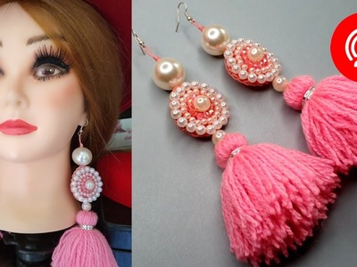 How to make pearl earrings with yarn