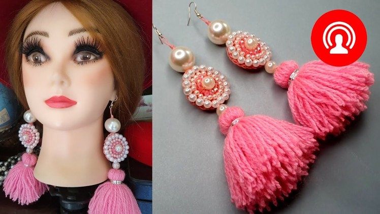 How to make pearl earrings with yarn