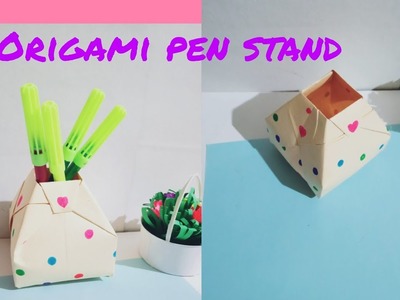 How to make pen stand ll Origami pen holder ll origami craft idea #shorts #youtubeshorts