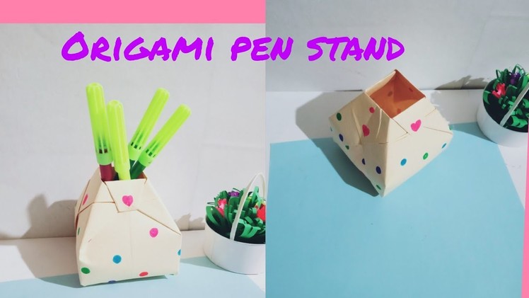 How to make pen stand ll Origami pen holder ll origami craft idea #shorts #youtubeshorts