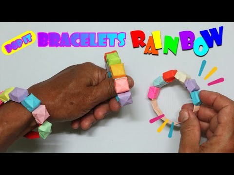 How to make pop it paper bracelets rainbow-origami bracelets rainbow-pop it fidget toy