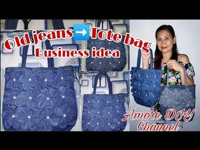 HOW TO MAKE TOTE BAG AT HOME.How to make DENIM BAG from old jeans.Tutorial