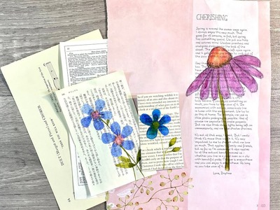 ???? Super Easy Watercolour Flowers On Book Pages - Easy Handmade Journal Ephemera ????