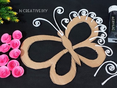 Unique Butterfly wall hanging craft | Paper craft for home decor | Diy Rose Paper flower wall decor