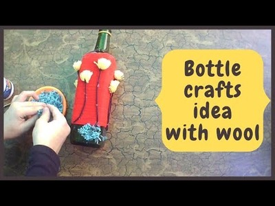 Bottle decoration using wool | bottle decoration idea | bottle art | Amazing Crafts by Jiya