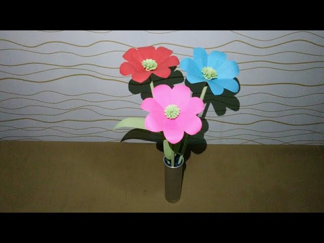 Cara mudah membuat bunga dari kertas || how to make easy paper flower || DIY || room decor