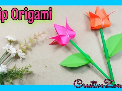 Cara Mudah Membuat Bunga Tulip 3D Dari Kertas Origami, Origami Bunga Tulip Tugas SBDP Kelas 2 Tema 6