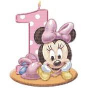 Counted Cross Stitch pattern little minnie 1st birthday 94*119 stitches CHN252