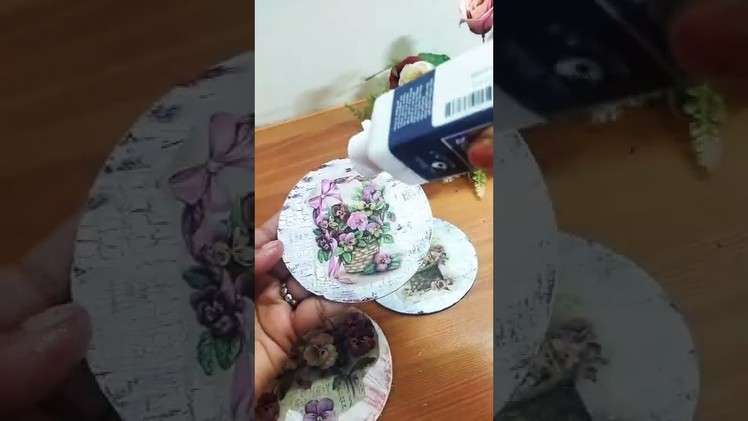 Decoupage Coasters| Coasters Making Ideas| #HandmadeCraftsOfIshan