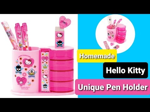 DIY Hello Kitty Pen Holder.  DIY Paper Pen Holder. DIY Pen Stand. School Supplies diy