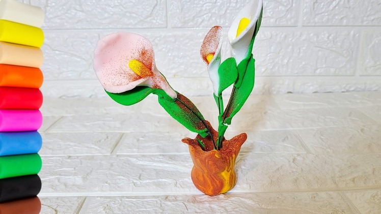 DIY How to make polymer clay miniature flowers, jar set,  Dolliyon