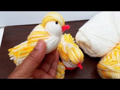 Easy DIY Pom pom birds With Wool. Home decoration idea