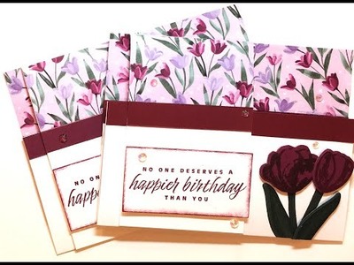 Flowering Tulips Fun Fold Birthday Card