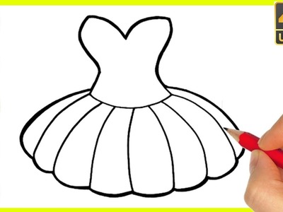 Girls Dress drawing easy || How to draw colourful Dresses Drawing step by step drawing for beginners