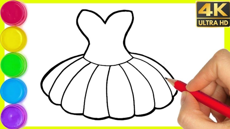 Girls Dress drawing easy || How to draw colourful Dresses Drawing step by step drawing for beginners