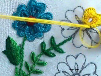 Hand Embroidery: Cast on stitch flower design.